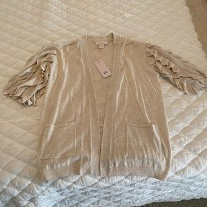 Rachel Parcell Cream Cardigan with Ruffle Sleeves (NWT)